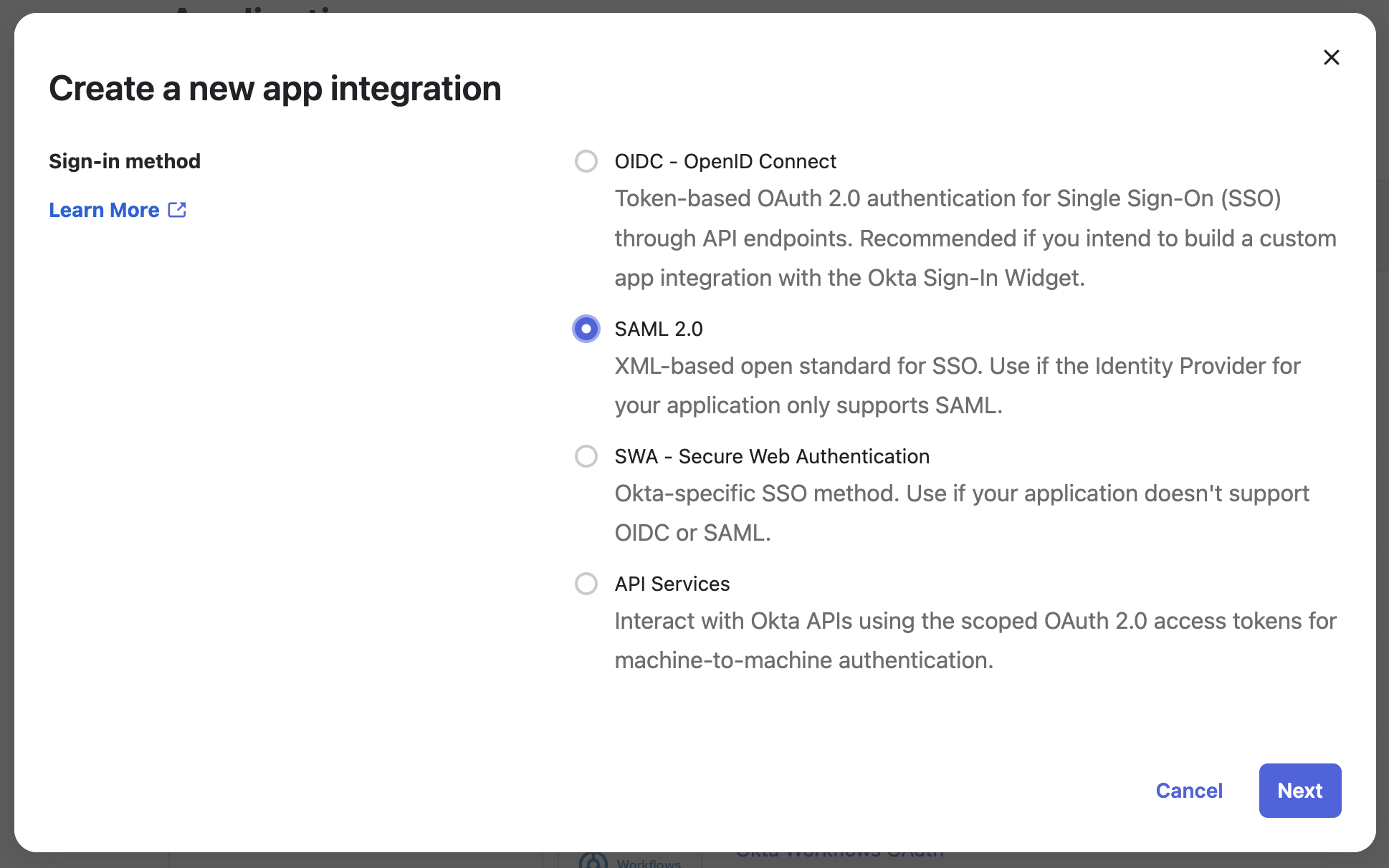 Add custom SAML app