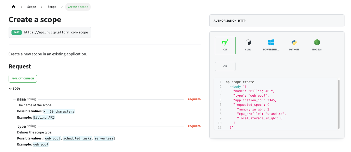 CLI example - API reference
