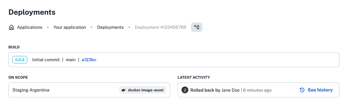 Deployment activity history