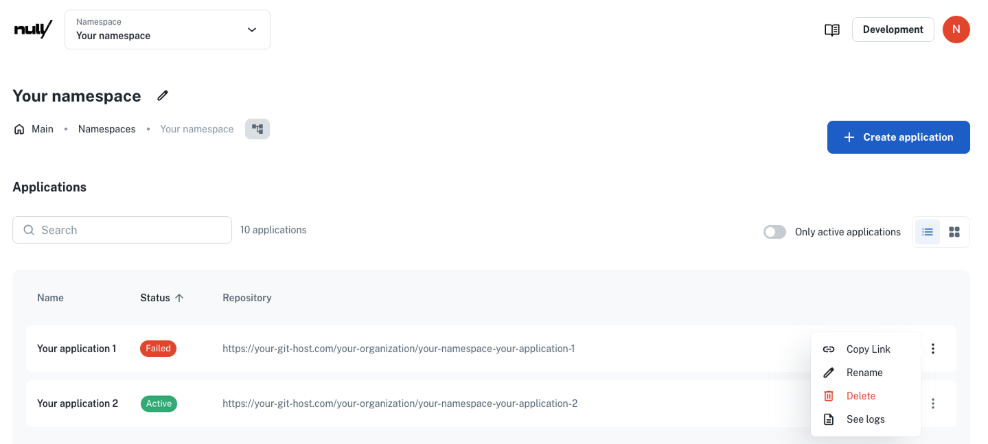 app creation error