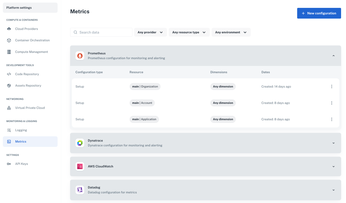 Metrics providers