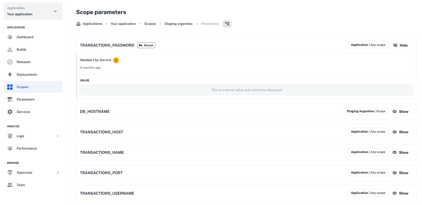 Scope parameter ui
