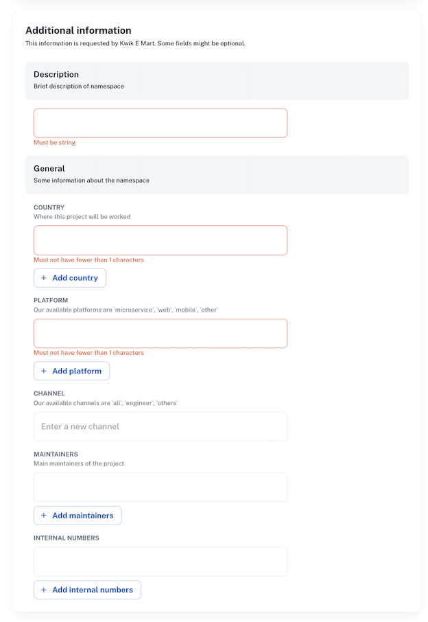 validation error in form