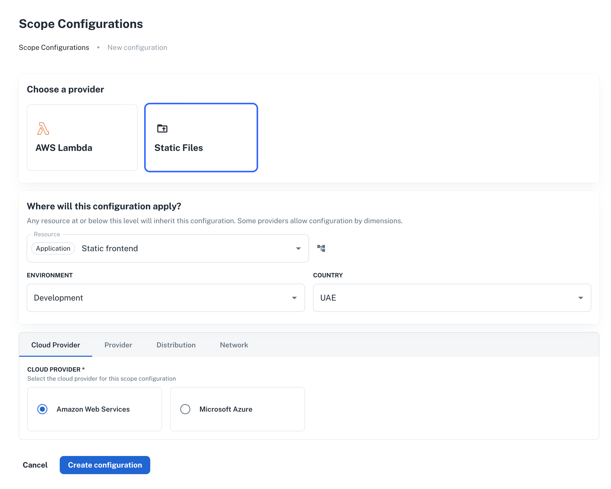Scope configuration for Static files